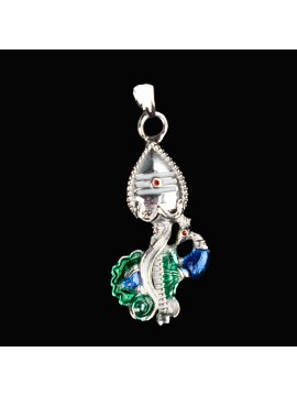 Divine Silver Pendant – Vel with Peacock Design