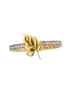 Leafy Luxe Gold Halo Ring - GJ49