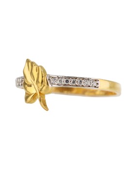 Leafy Luxe Gold Halo Ring - GJ49